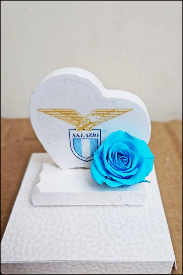 Cuore in Polvere di Ceramica più Rosa Stabilizzata - Scritta Personalizzabile