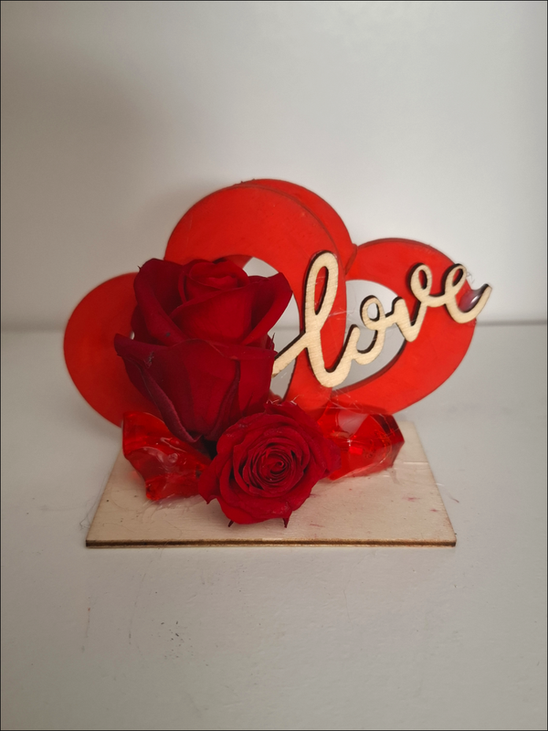 Doppia Rosa Stabilizzata con Cuore Love