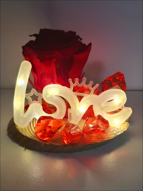 Rosa Stabilizzata con scritta "Love" Led v2
