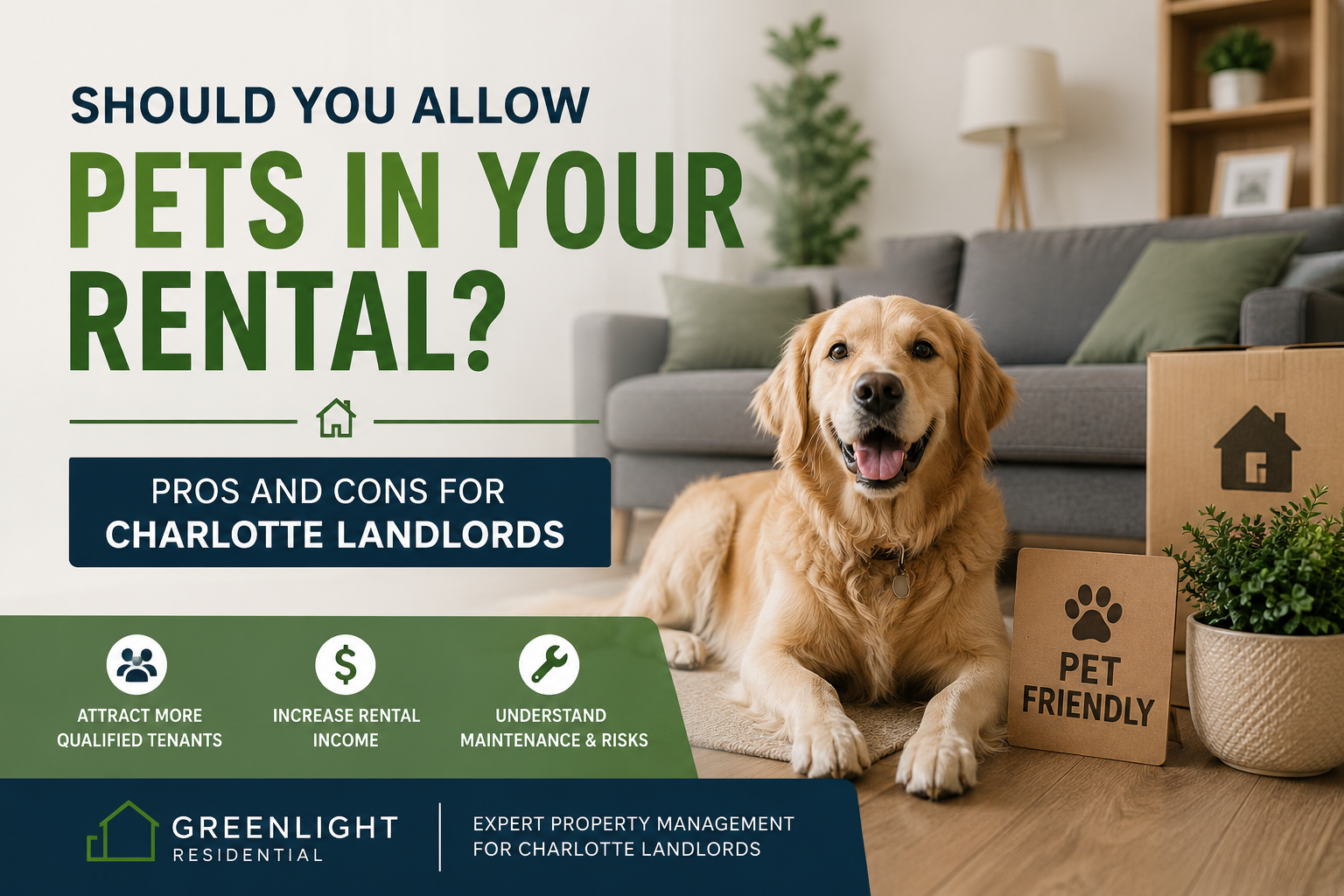 Picture of dog and information about letting pets in a rental home