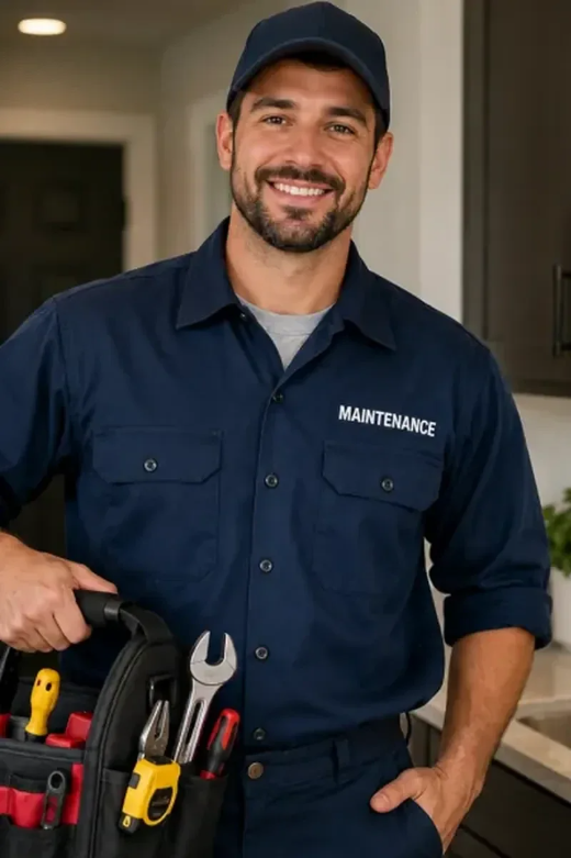 Picture of a Maintenance  man holding tools