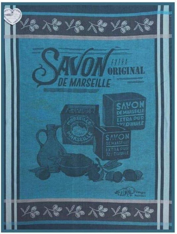 torchons motif savons de Marseille coton jaquard