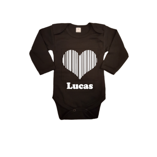 Streepjescode hart Romper