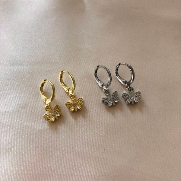 earrings butterflies stone