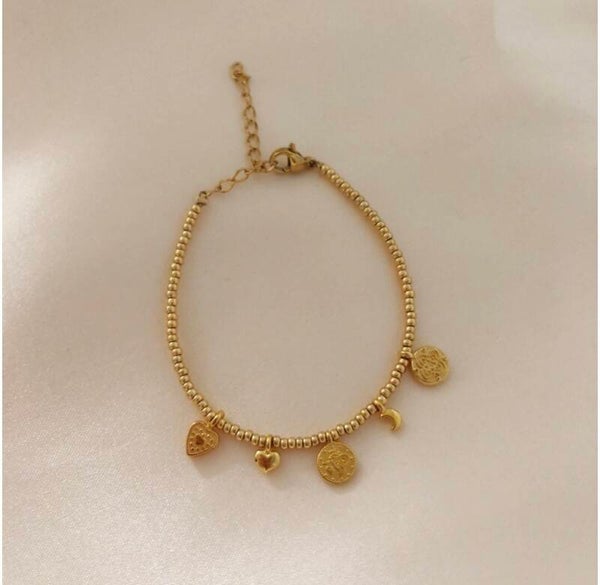 bracelet 5 charms gold