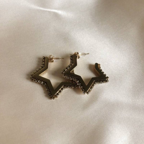 earrings gold stars diamonds