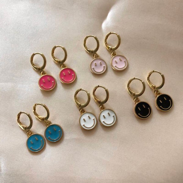 earrings smileys gold colours