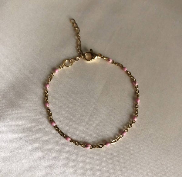bracelet dots pink gold