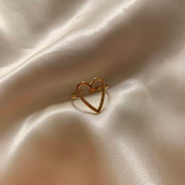 ring big open heart gold