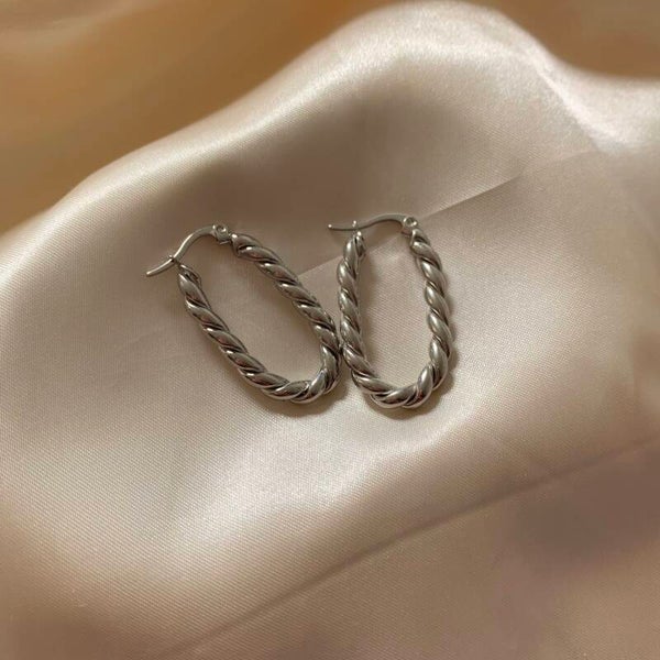 earrings large twisted hoops silver
