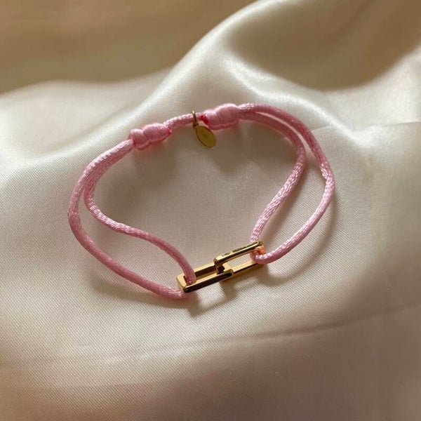bracelet satin chains pink