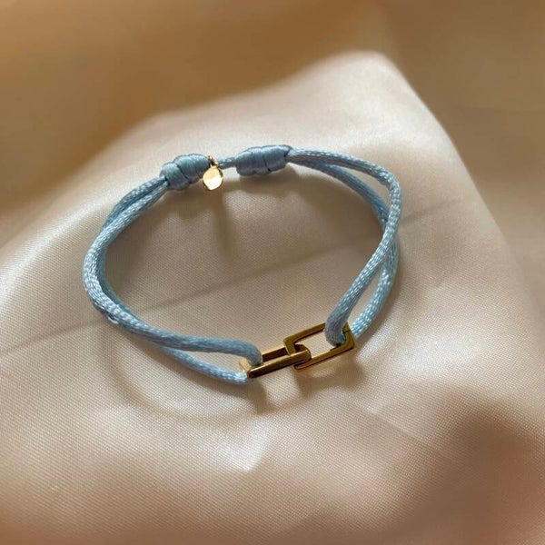 bracelet satin chains light blue