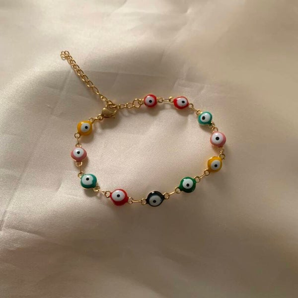 bracelet gold eyes colourful