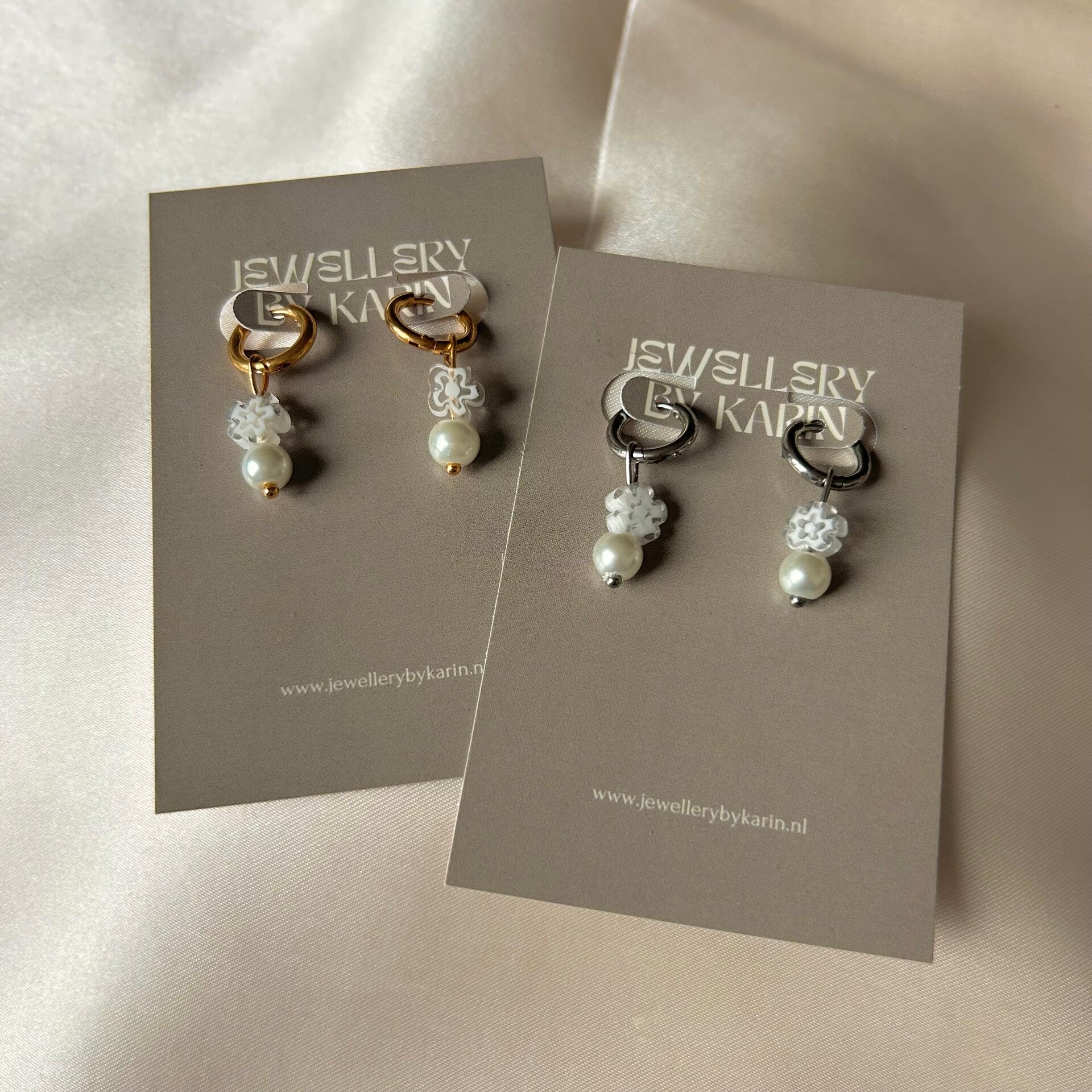 earrings white flower pearl