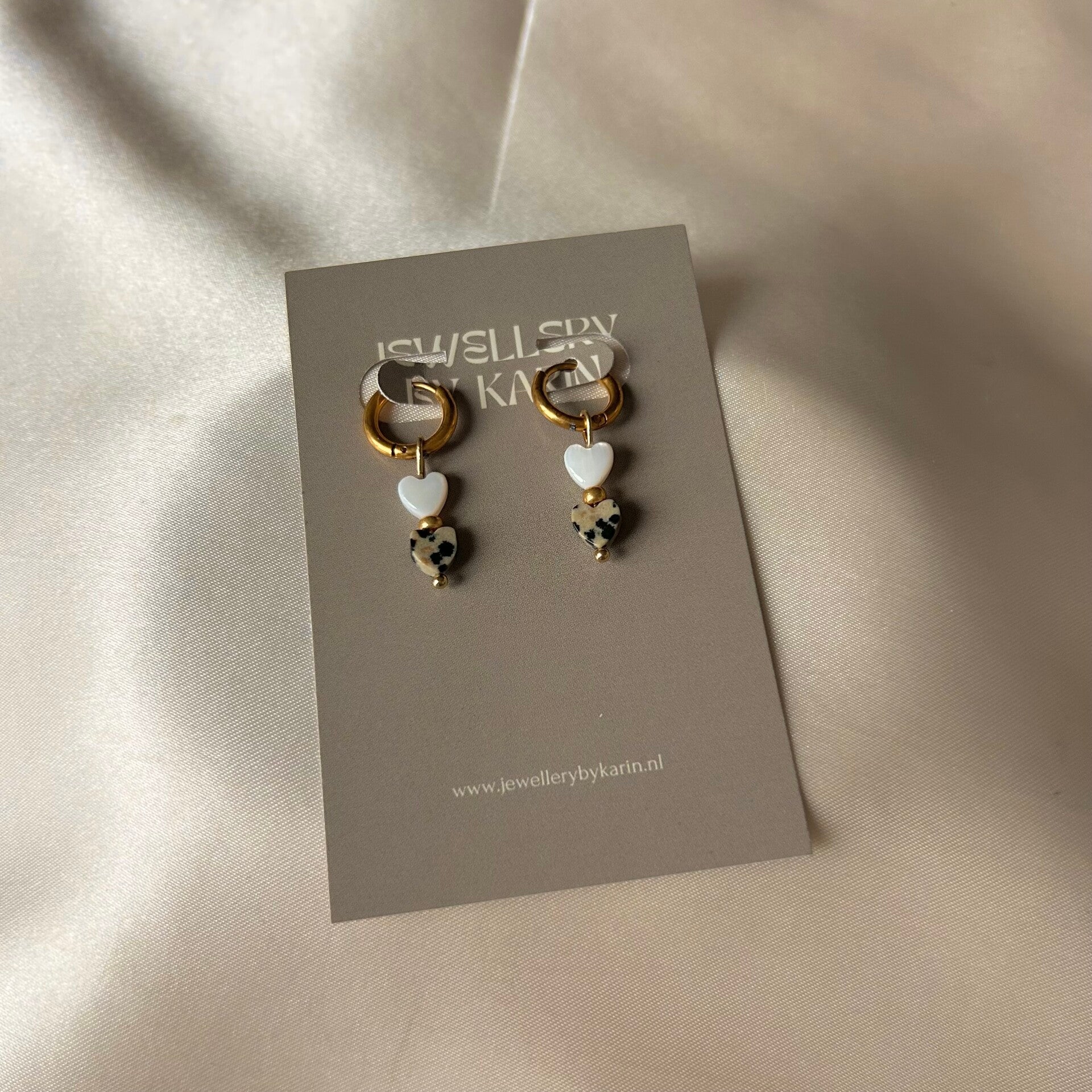 earrings double hearts gold