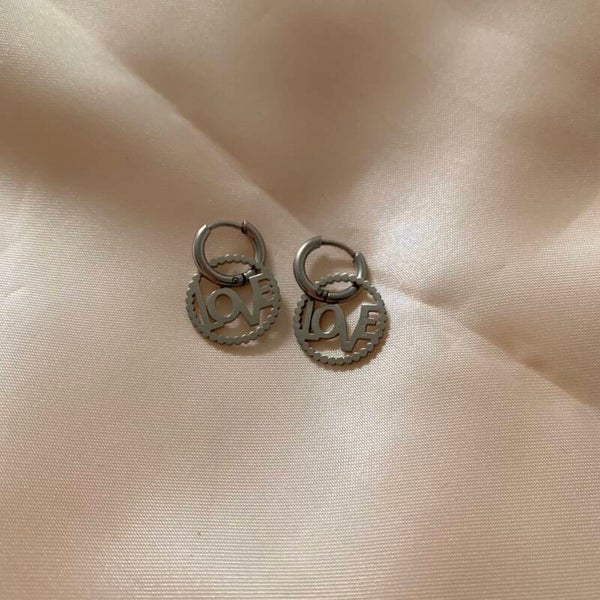 earrings love silver