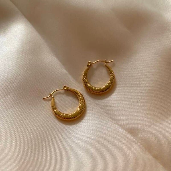 earrings small hoops striped texture