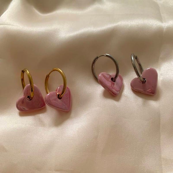 hoops pink hearts