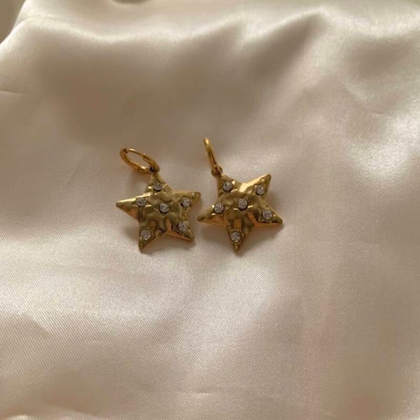 earrings stars diamonds gold