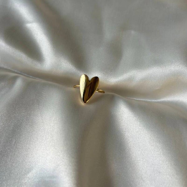 ring big heart gold