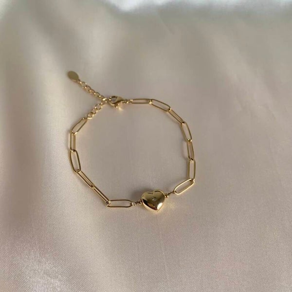 bracelet chains heart gold