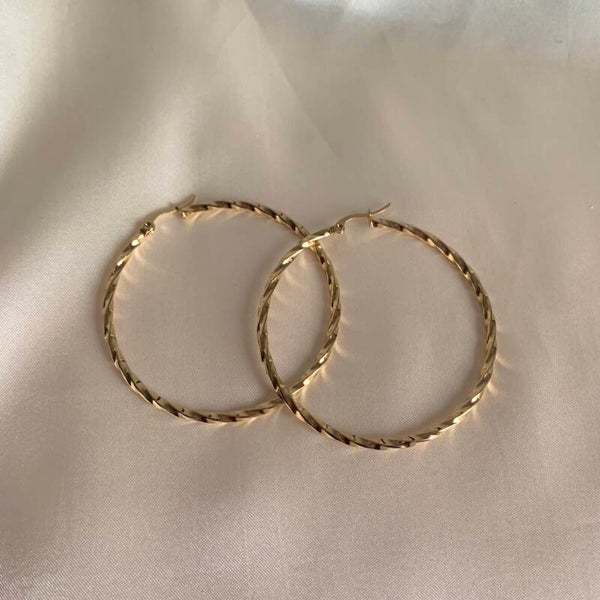 earrings large twisted hoops gold