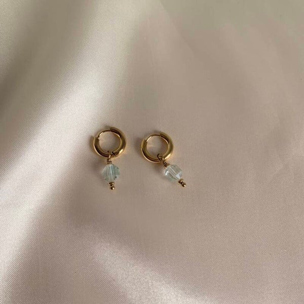 earrings gold small white stones