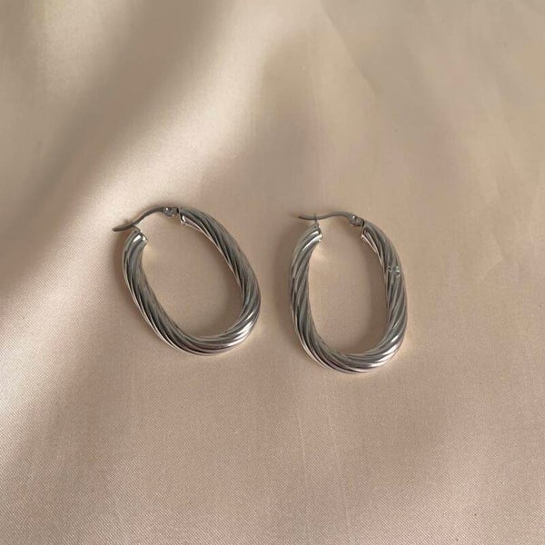 earrings large hoops twisted silver