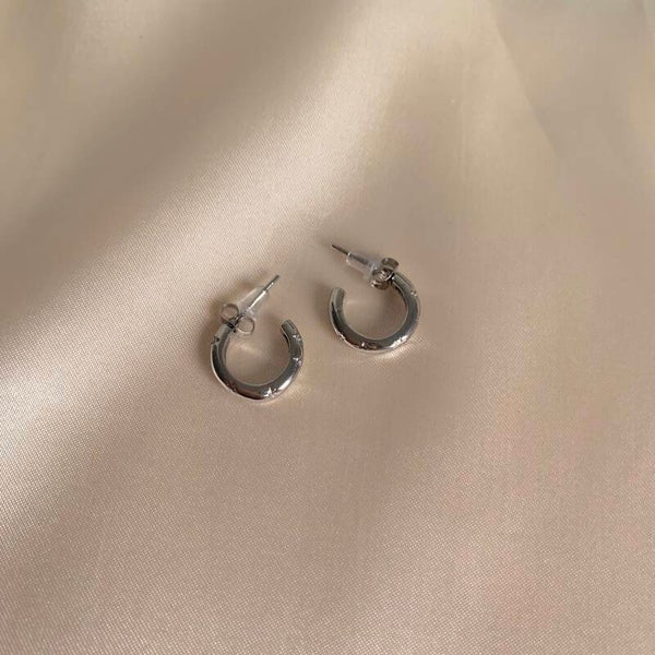 earrings small stars hoops silver