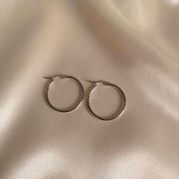 earrings stripes silver