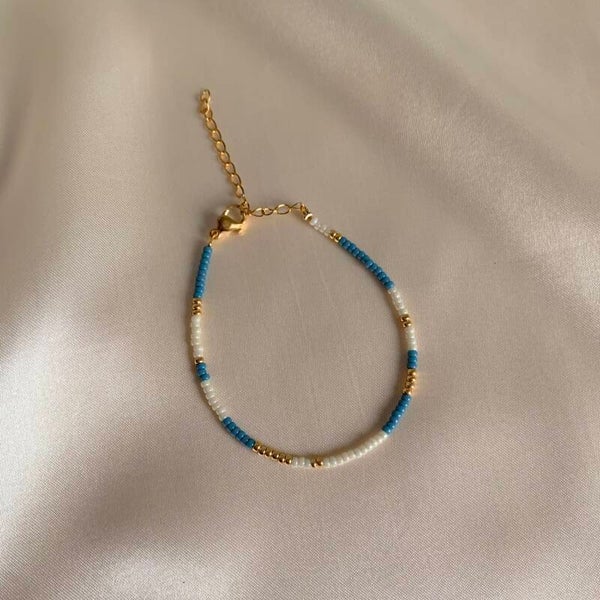 bracelet blue gold beige