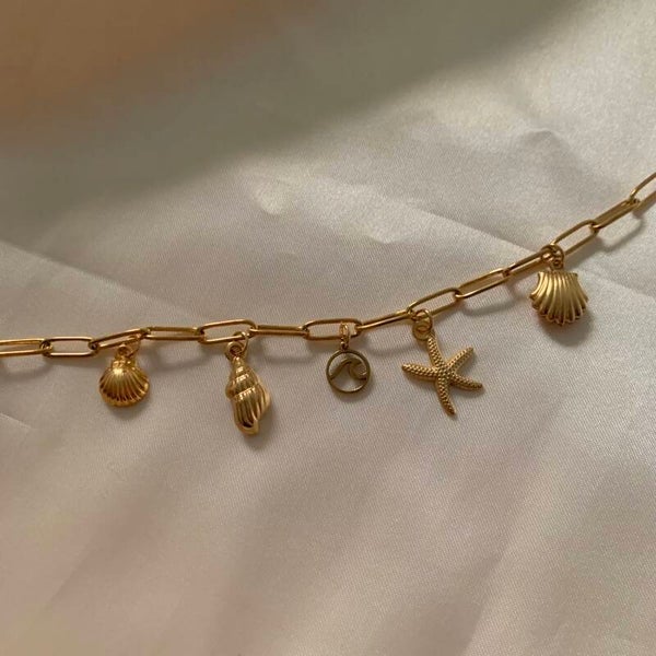 necklace charms sea life gold