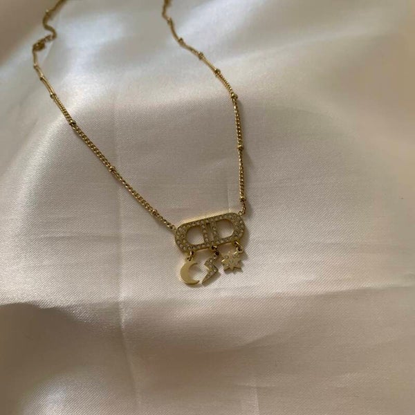 necklace gold small charms