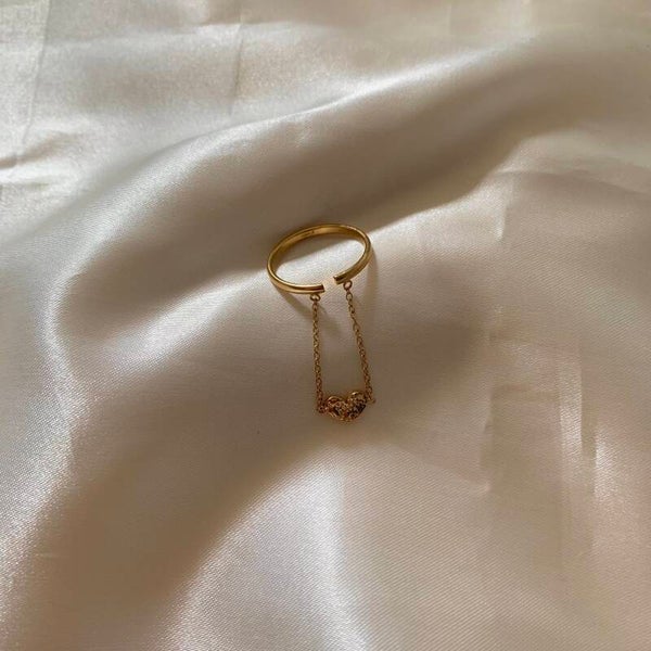 ring heart chain gold
