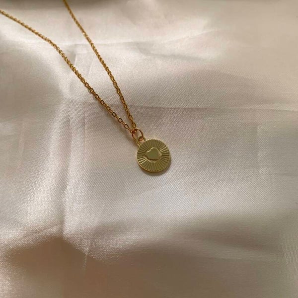 necklace heart coin gold