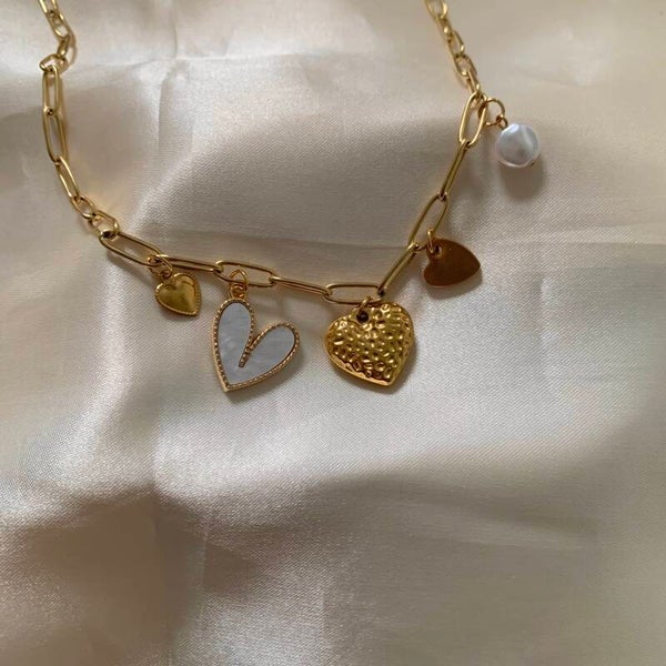 necklace charms white hearts