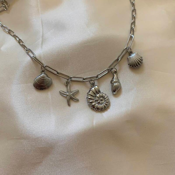 necklace charms sea life silver