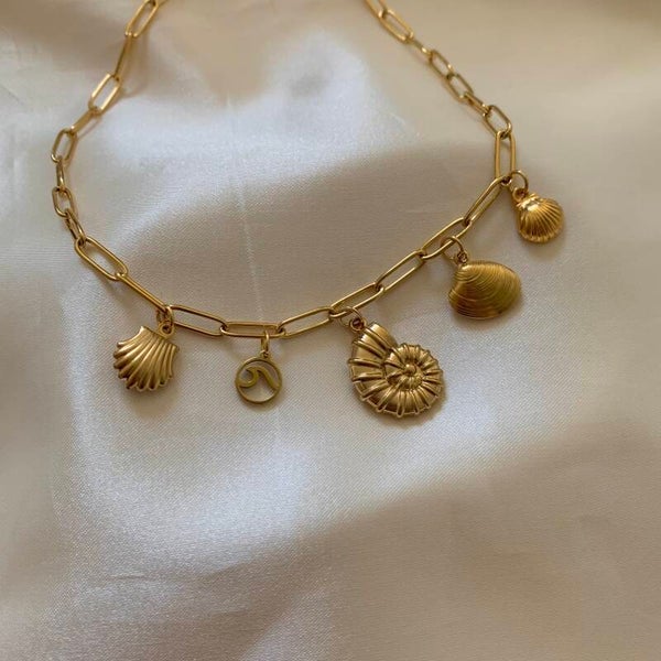 necklace charms sea life gold
