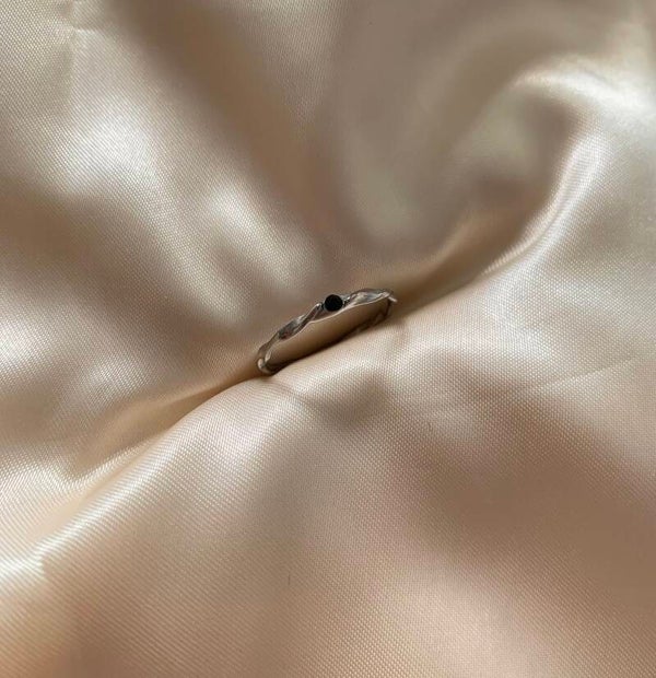 ring twisted black diamond silver