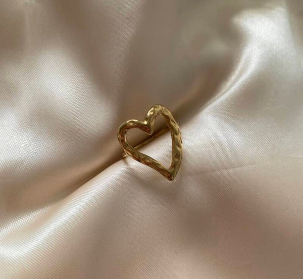 ring big heart gold