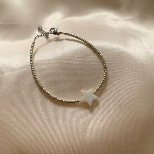 bracelet beaded silver star
