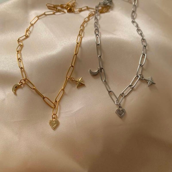 necklace chains 3 charms