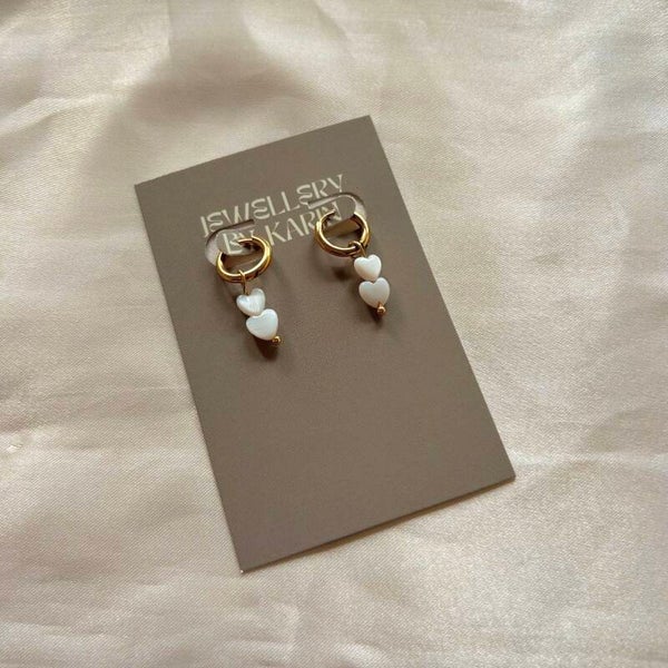 earrings double hearts gold