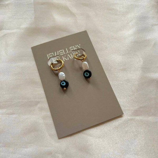 earrings eyes pearl gold