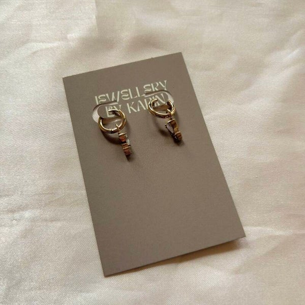 earrings small gold double hearts