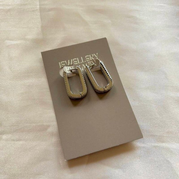 earrings texture oval silver