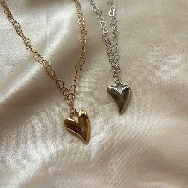 necklace heart chain big heart