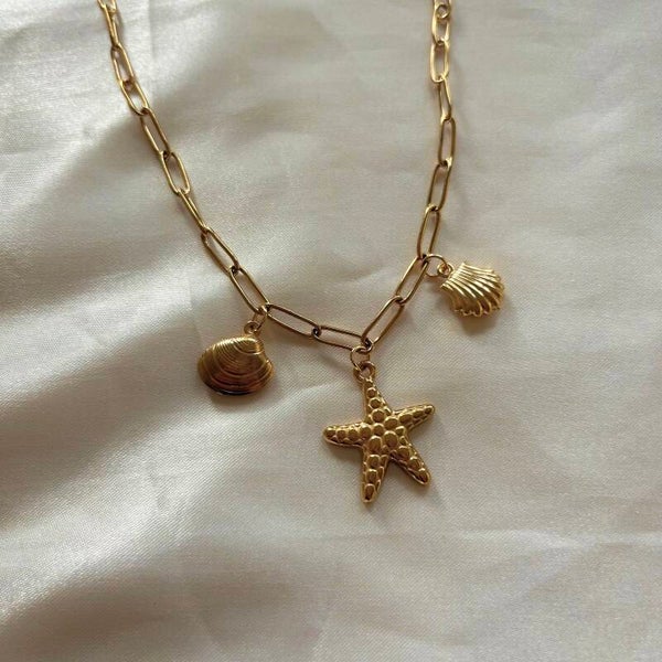 necklace 3 charms sea star