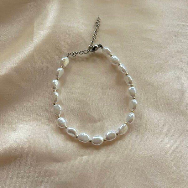 bracelet small pearls silver beads