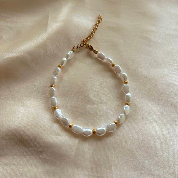 bracelet gold pearls & beads